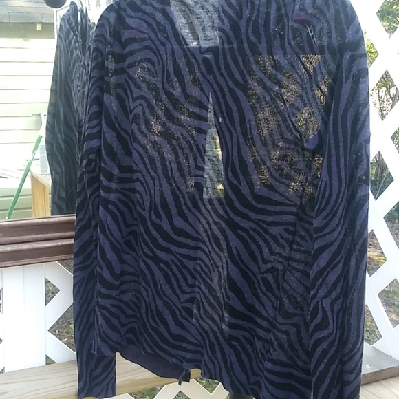Sheer Cardigan Shruf Black Purple Zebra Size M - Picture 4 of 4
